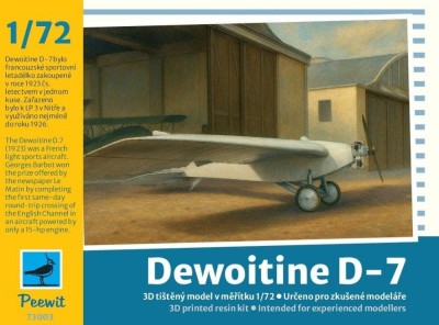 Peewit 73003 Dewoitine D-7 (3D printed resin kit) 1/72