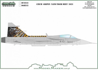 Model Maker Decals D72212 Czech Saab JAS 39 Gripen NATO Tiger Meet 2023 1/72