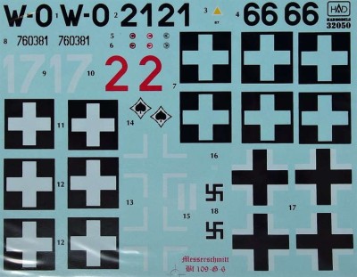 HAD 32050 Decal Messerschmitt Bf 109 G-6 (4x camo) 1/32