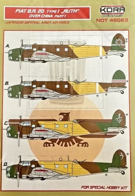 Kora Model 48063 Decals Fiat BR.20 Ruth over China Part I 1/48