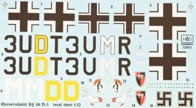 HAD 32053 Decal Bf 110 D-3 'AFRIKA' part 1 (2x camo) 1/32