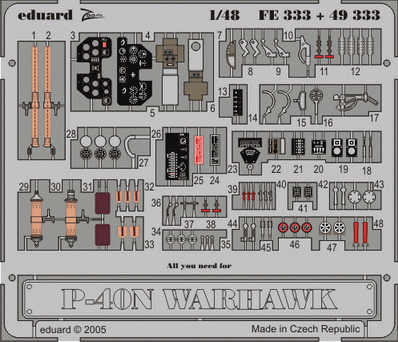 Eduard FE333 P-40N (HAS) 1/48 фототравление Zoom Цветное