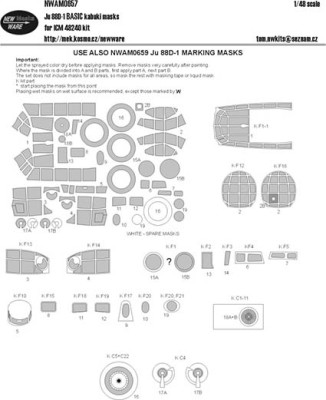 New Ware NWA-M0657 1/48 Mask Junkers Ju 88D-1 BASIC (ICM 48240)