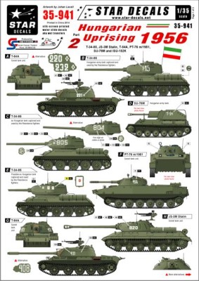 Star Decals STAR35941 Hungarian Uprising 1956 #2. Soviet T-34-85, SU-76M, JSU-152K, JS-3M Stalin, PT-76 m/1951 1/35