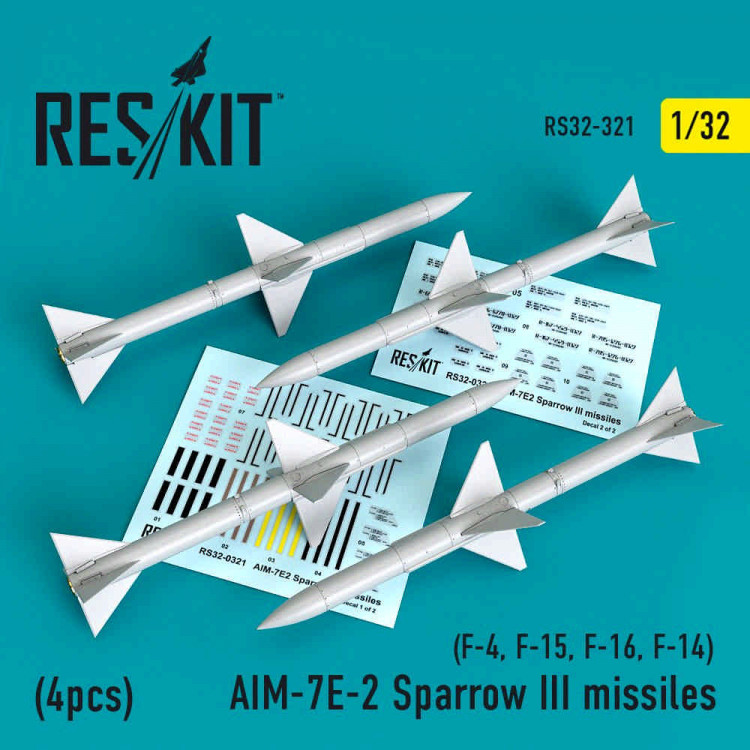 Reskit RS32-0321 AIM-7E-2 Sparrow III missiles (4 pcs.) 1/32