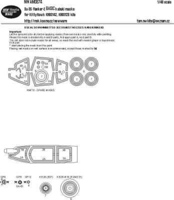 New Ware NWA-M0874 Mask Su-35 Flanker-E BASIC (KITTYH) 1/48