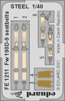 Eduard FE1211 Fw 190D-9 seatbelts STEEL (EDU) 1/48