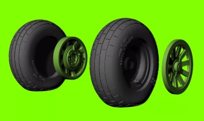 Lf Model 3D3204 Mustang's weighted wheels - block tread 1/32