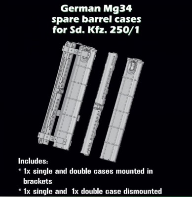 Sbs Model 3D027 German MG34 spare barrel cases Sd.Kfz.250/1 1/35