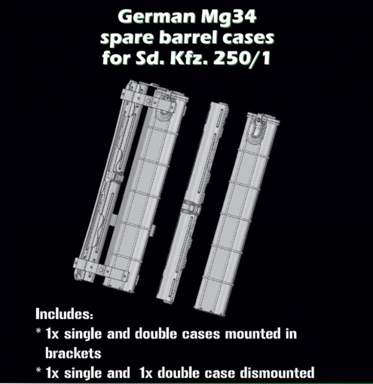 SBS Model 3D027 German MG34 spare barrel cases Sd.Kfz.250/1 1/35