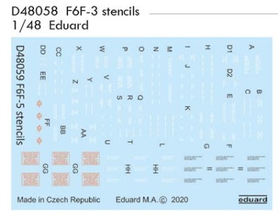 Eduard D48058 Decals 1/48 F6F-3 stencils (EDU)