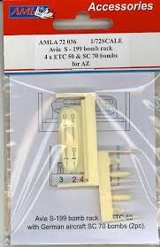 AML AMLA72036 Avia S-199 bomb rack 4x ETC 50, 2x SC70 bombs 1/72