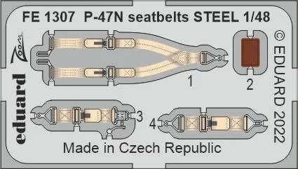 Eduard FE1307 P-47N seatbelts STEEL (ACAD) 1/48