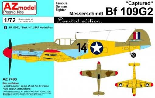 AZ Model 74096 Messerschmitt Bf 109Ga-2 Captured (4x camo) 1/72