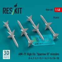 Reskit 48457 AIM-7F High Vis 'Sparrow III' missiles (4x) 1/48