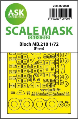 Art Scale 200-M72098 Bloch MB.210 external self-adhesive fit mask for FRROM / Special Hobby 1/72