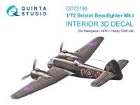 Quinta Studio QD72196 Bristol Beaufighter Mk.I (Hasegawa/MPM/Hobby2000) 3D Декаль интерьера кабины 1/72
