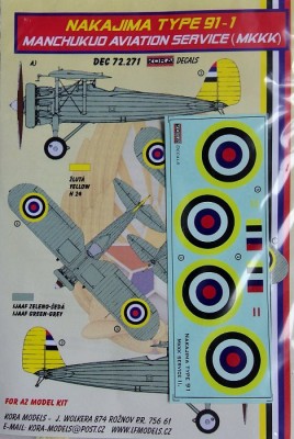 Kora Model DEC72271 Nakajima Type 91-1 (Manch.Aviat.Serv.) декали декали 1/72