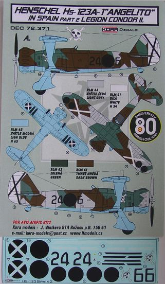 Kora Model DEC72371 Hs-123A-1 'Angelito' in Spain Vol.2 декали декали 1/72