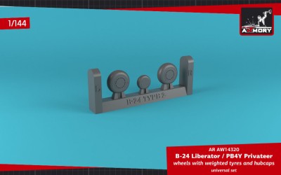 Armory ARAW14320 Consolidated B-24 Liberator / PB4Y Privateer wheels with weighted tires, cross thread (FS) &amp; hubcaps 1/144