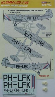 Kora Model DEC7286 Klemm L25 d VII (Netherlanden service) декали декали 1/72