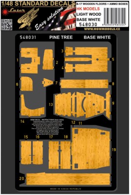 HGW 548030 B-17 Wooden Floors&amp;Ammo Boxes Lt.Wood,B.White 1/48