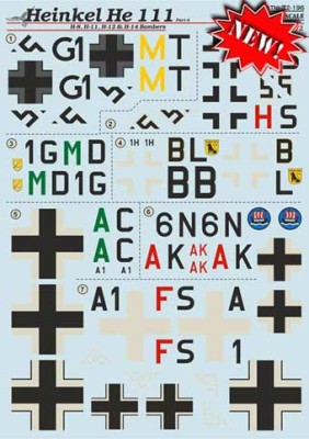 Print Scale 72-196 Heinkel He-111 Part 4 Wet decal 1/72