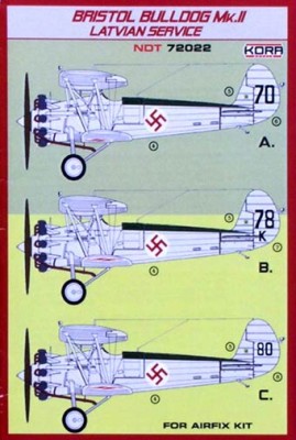 Kora Model NDT72022 Bristol Bulldog Mk.II Latvian Service декали декали 1/72