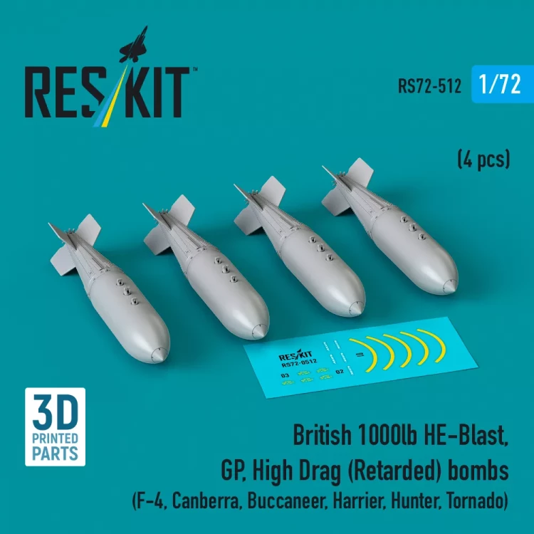 Reskit 72512 British 1000lb HE-Blast, GP, High Drag (Ret.) 1/72