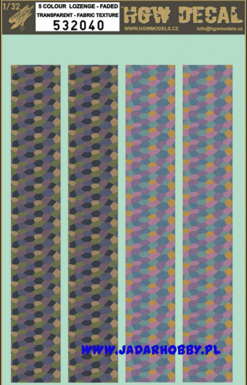 HGW 532040 5 Colour LOZENGE - FADED - Transparent Fabric Taxture декаль 1/32