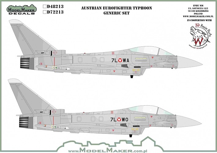 Model Maker Decals D72213 Austrian Eurofighter Typhoon generic set 1/72
