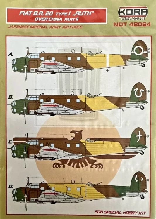 Kora Model 48064 Decals Fiat BR.20 Ruth over China Part II 1/48