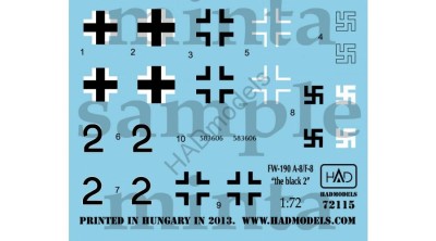 HAD 72115 Decal Fw-190 F-8 / A-8 (Luftwaffe black 2) 1/72