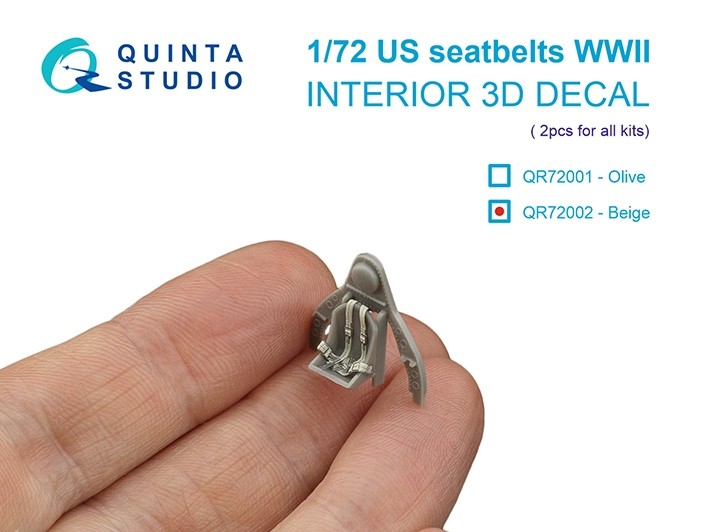 Quinta studio QR72002 Комплект ремней для самолета ВВС США, бело-бежевый, ВМВ (2 шт) 1/72