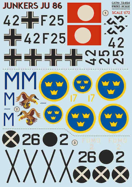 Print Scale C72454 Junkers Ju-86 (wet decal) 1/72