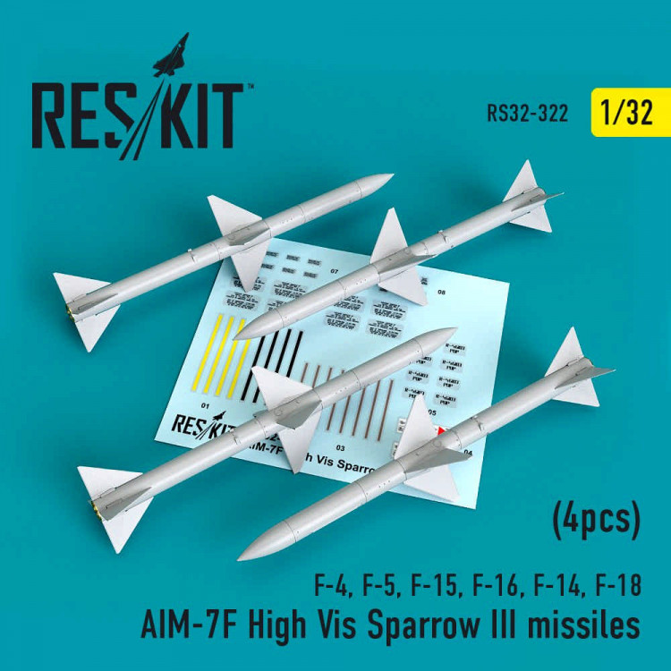 Reskit RS32-0322 AIM-7F High Vis Sparrow III missiles (4 pcs.) 1/32