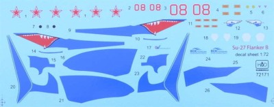 HAD 72171 Decal Su-27 Flanker B 'Shark 08' 1/72