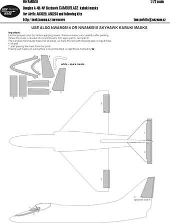 New Ware NWA-M0516 1/72 Mask Douglas A-4B/4P Skyhawk CAMOUFLAGE (AIR)