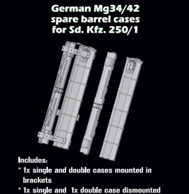 Sbs Model 3D028 German MG34/42 spare barrel cases SdKfz.250/1 1/35