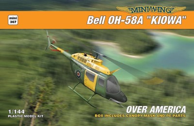 Miniwing Plastic MINI367 Bell OH-58A KIOWA / over America 1 kit boxed, 2 decal versions, canopy mask, PE Parts 1/144