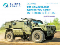 Quinta studio QD35022 КАМАЗ К-4386 Тайфун-ВДВ (для модели RPG-model) 3D Декаль интерьера кабины 1/35