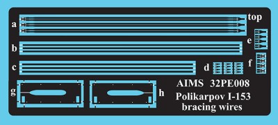 Aims AIMS32PE08 Polikarpov I-153 strut bracing wires (designed to be used with ICM UA GB kits) 1/32