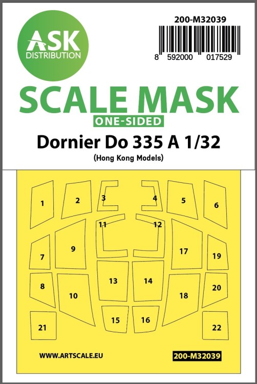 Art Scale 200-M32039 Dornier Do-335A canopy frame paint masks (outside only) 1/32