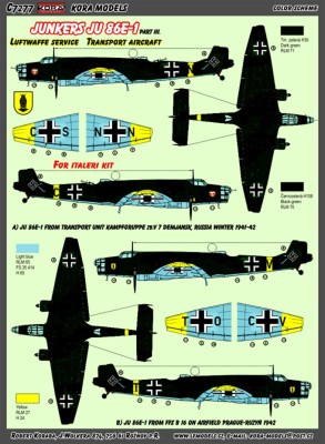 Kora Model C7277 Ju 86E-1 Luftwaffe Conv.set (ITA) Part III. 1/72
