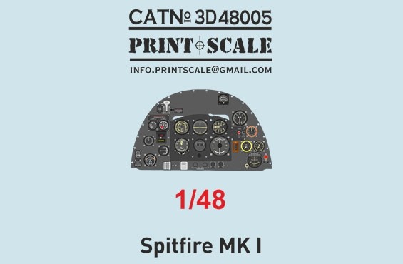 Print Scale 3D48005 Instrumental panel Supermarine Spitfire Mk. l 1/48