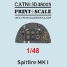 Print Scale 3D48005 Instrumental panel Supermarine Spitfire Mk. l 1/48