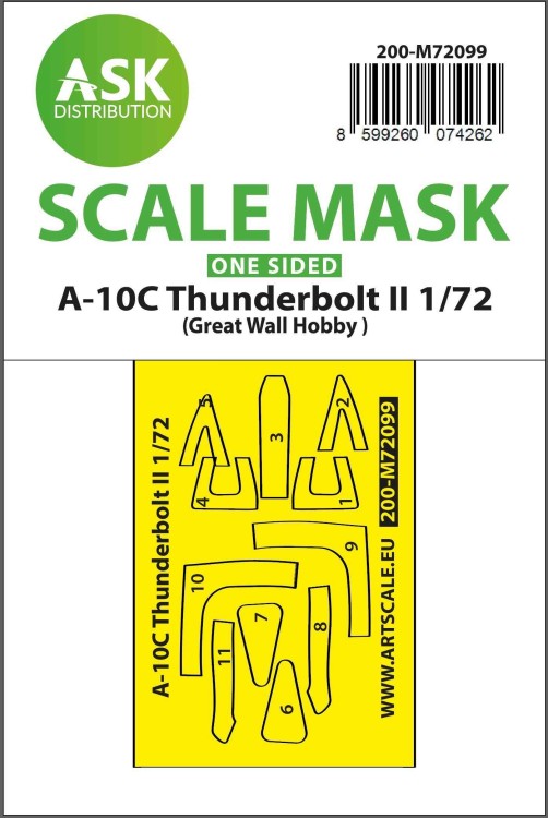 Art Scale 200-M72099 Fairchild A-10C Thunderbolt II single-sided self-adhesive fit mask 1/72