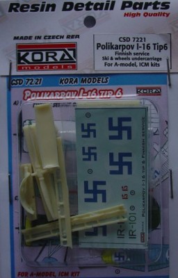 Kora Model CSD7221 I-16 typ 6 Ski&amp;wheels undercar.&amp;dec.(Finnish) 1/72