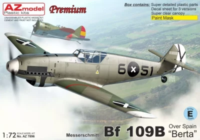 Az Model 78096 Bf 109B 'Berta' over Spain (3x camo) 1/72