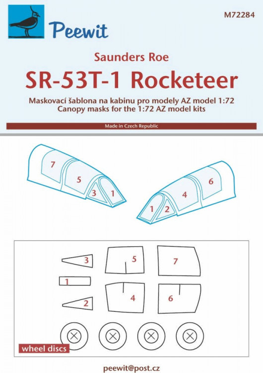 Peewit M72284 Canopy mask SR-53T-1 Rocketeer (AZ) 1/72
